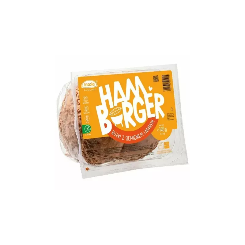 Bułki do Hamburgerów z Siemieniem Lnianym Bezglutenowe 140 g (2x 70 g) - Incola